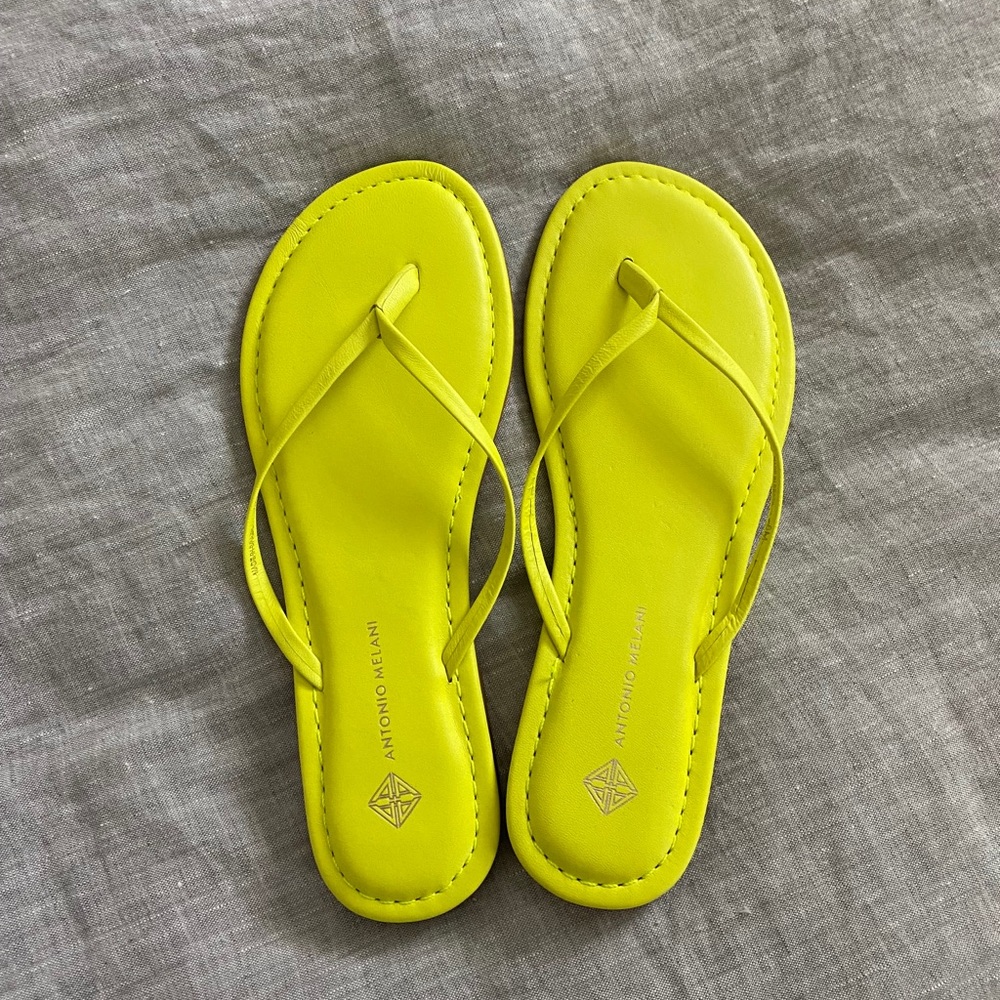 Neon Yellow Leather Material Flops